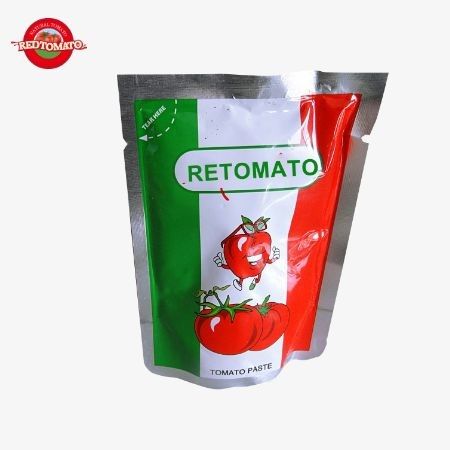 Fábrica china de alta calidad pasta de tomate conveniente en bolsita de pie 50g doble concentrado