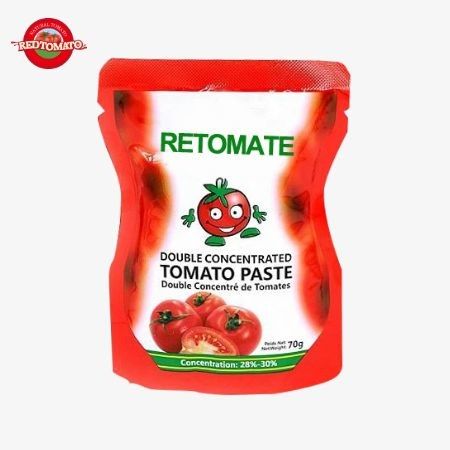 Fábrica china de alta calidad pasta de tomate conveniente en bolsita de pie 50g doble concentrado