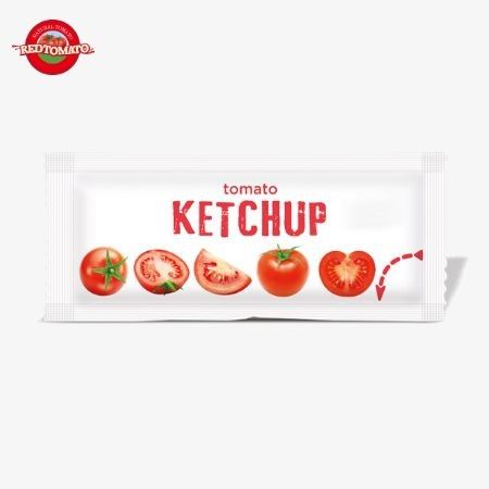 Saco de ketchup dulce y agrio, 18 gramos de puros tomates naturales en bolsas para salsa.