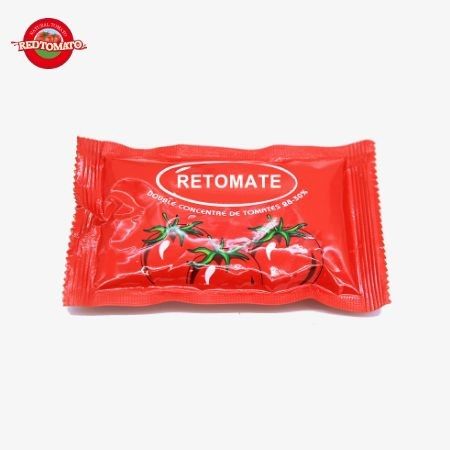Saco de ketchup dulce y agrio, 18 gramos de puros tomates naturales en bolsas para salsa.