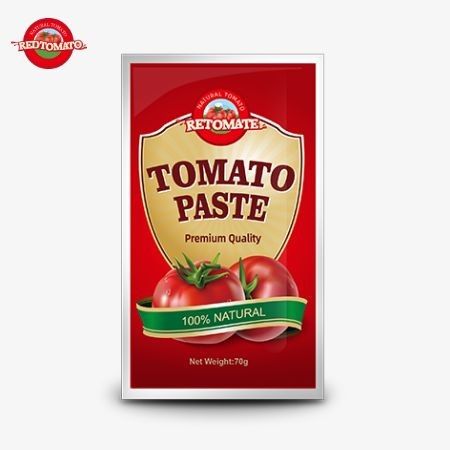 Saquetas planas de pasta de tomate de 70 gramos a precio de fábrica disponibles con niveles de pureza que van desde el 30% hasta el 100%