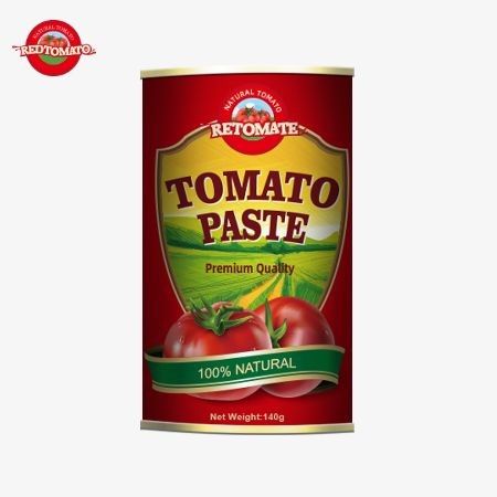 140 g de pasta de tomate enlatada con una innovadora tapa fácil de abrir de acuerdo con las normas HACCP