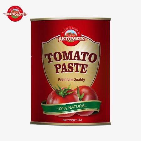 198 g de pasta de tomate enlatada OEM cumple con las normas de producción ISO HACCP BRC FDA
