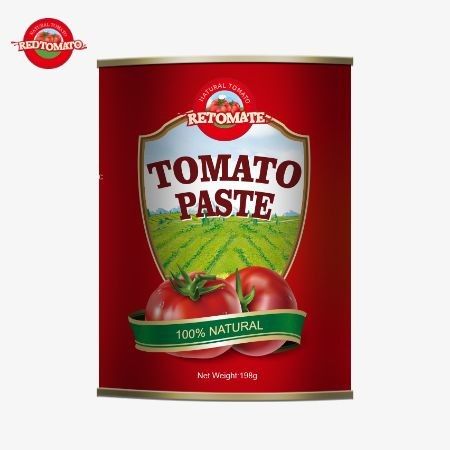 198 gramos de pasta de tomate enlatada producida conforme a las normas de producción ISO HACCP BRC y FDA