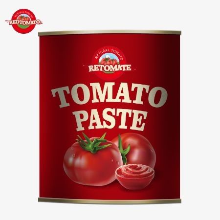 800g de pasta de tomate enlatada que cumple con las normas internacionales de calidad y seguridad, incluyendo ISO HACCP BRC y FDA