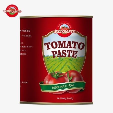 800g de pasta de tomate enlatada que cumple con las normas internacionales de calidad y seguridad, incluyendo ISO HACCP BRC y FDA