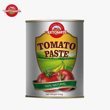 850 g de pasta de tomate concentrado enlatado de alta calidad fresco de estaño de tomate fábrica de pasta de tomate enlatado
