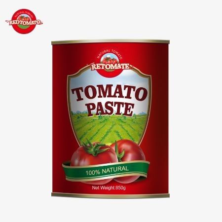 Meticulosamente fabricada en China Nuestra pasta de tomate enlatada de 850 g de calidad superior cuenta con una concentración de Brix del 28/30%
