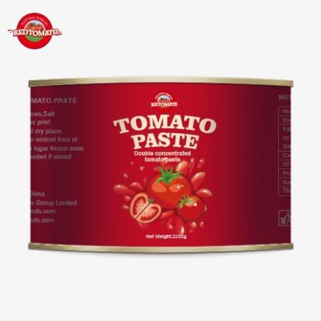 Fábrica de tomates 28-30% Brix Pasta de tomate enlatada 2200g Pasta de tomate de lata de alta calidad fresca