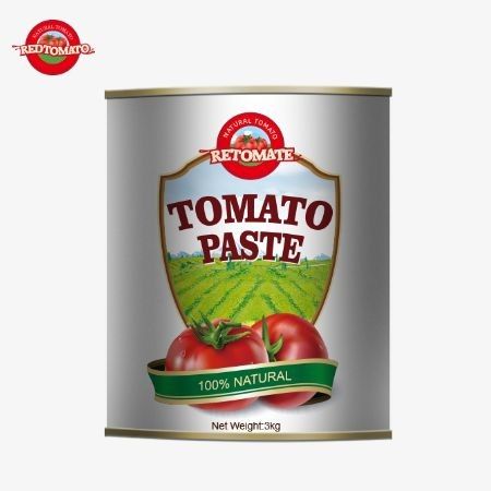 Pasta de tomate enlatada de 3 kg con 28-30% Brix y certificación ISO para catering y venta al por mayor