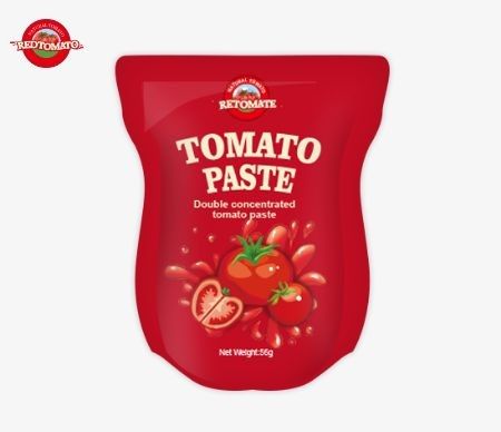 La pasta de tomate de bolsillo de pie, que se ofrece en variantes de 56 y 70 g, proporciona un producto puro sin ningún aditivo.