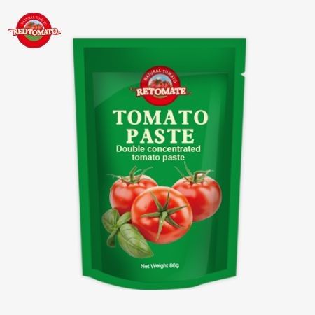 Bolsa de 80 g de pasta de tomate doble concentrado disponible con niveles de pureza que van desde el 30% hasta el 100%