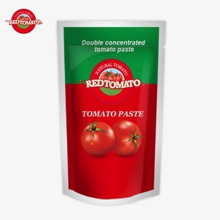 OEM 100g bolsita de pie con pasta de tomate doble concentrado que ofrece niveles de pureza que van desde el 30% hasta el 100%