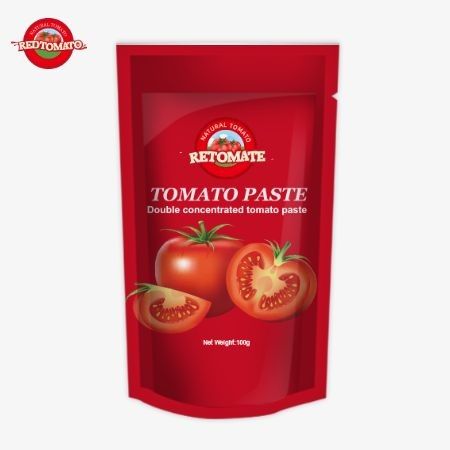 OEM 100g Stand-Up Sachet contiene pasta de tomate doble concentrado con una pureza que oscila entre el 30% y el 100%