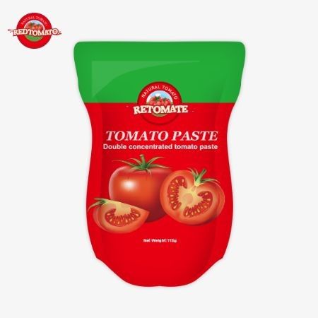 La fábrica de pasta de tomate produce 113g de bolsas de pie de acuerdo con las normas de producción ISO HACCP BRC y FDA