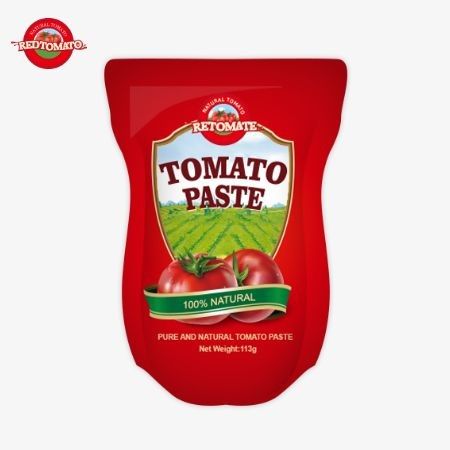 La fábrica de pasta de tomate produce 113g de bolsas de pie de acuerdo con las normas de producción ISO HACCP BRC y FDA