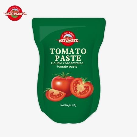 La fábrica de pasta de tomate produce 113g de bolsas de pie de acuerdo con las normas de producción ISO HACCP BRC y FDA