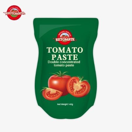 Saco de 140 g de pasta de tomate agrio y dulce, disponible en un 30% a 100% de pureza