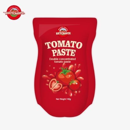 140 g de bolsita de pasta de tomate agrio y dulce Rango de pureza: 22% - 30%