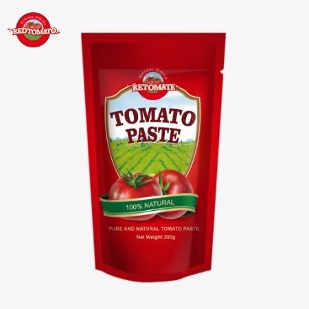 La bolsa de pasta de tomate de 200 gramos cumple con las normas ISO HACCP y BRC para garantizar el cumplimiento de los precios de fábrica