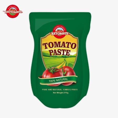 La pasta de tomate en bolsas de 210 gramos cumple con las normas de producción ISO HACCP BRC y FDA