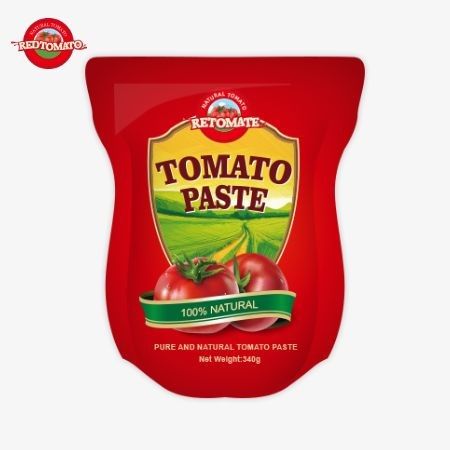340g de pasta de tomate en bolsas de pie cumple con las normas ISO HACCP y BRC para el cumplimiento de los precios de fábrica