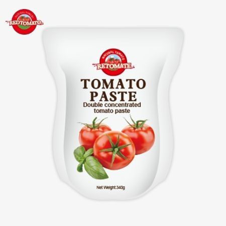 La bolsa de pasta de tomate de 340 gramos cumple con las normas ISO HACCP y BRC para el cumplimiento de los precios de fábrica
