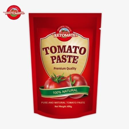 400 g de pasta de tomate en bolsita de pie conveniente saboroso y pureza que varía del 30% al 100%