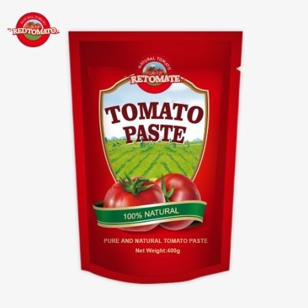 400 g de pasta de tomate en bolsita de pie conveniente con sabor y pureza entre el 30% y el 100%