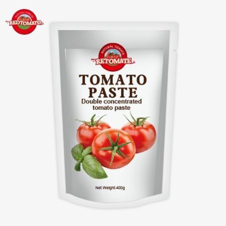 400 g de pasta de tomate en bolsas de pie Conviente con sabor con pureza que oscila entre el 30% y el 100%