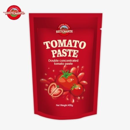 400g de pasta de tomate en bolsita de pie conveniente y sabrosa con una pureza que oscila entre el 30% y el 100%