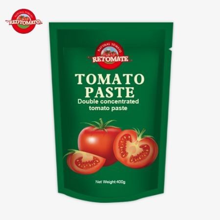 400g de pasta de tomate en bolsas de pie conveniente y sabrosa con niveles de pureza que van desde el 30% al 100%