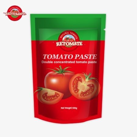 La bolsa de pasta de tomate de 500 gramos ofrece un embalaje conveniente y un sabor delicioso