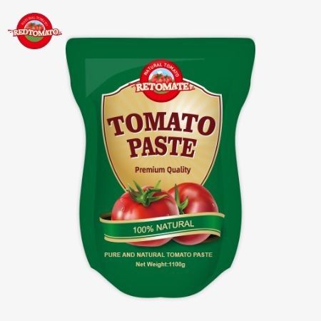 1100 g de pasta de tomate en bolsas de pie cumple con las normas ISO HACCP y BRC para garantizar el cumplimiento de los precios de fábrica