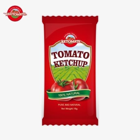 10 gramos de ketchup con sabor agrio y dulce y sabor natural puro.