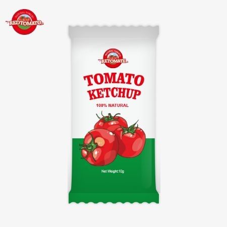 Una bolsa de 10 gramos de ketchup de tomate ofrece un sabor rico y dulce hecho con ingredientes naturales, disponible a un precio de fábrica