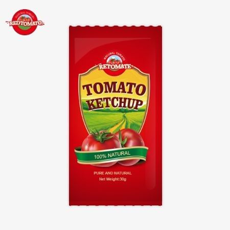 Sachet de ketchup de tomate OEM de 30 g con sabor natural puro que cumple con las normas ISO HACCP BRC y FDA