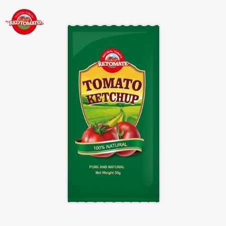 30g OEM Tomate Ketchup Sachet con sabor natural puro Cumple con las normas ISO HACCP BRC y FDA para la calidad y seguridad