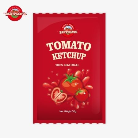 Sachet de ketchup de tomate OEM de 36 g con sabor natural puro cumple con las normas ISO HACCP BRC y FDA