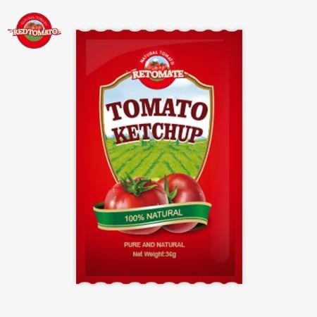 Sachet de ketchup de tomate de 36g OEM de China Fabrica hecha con ingredientes naturales puros ofrecidos a precio de fábrica