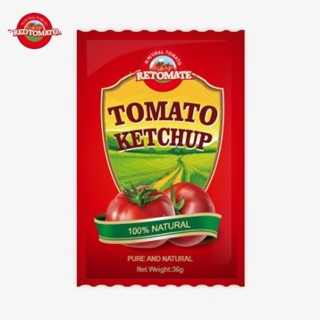 Sachet de ketchup de tomate OEM de 36g de China Fabrica hecha con ingredientes naturales puros disponibles a precio de fábrica