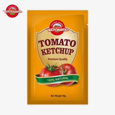 Precio de fábrica 50g Sachet Ketchup proporciona conveniente fácil de usar el embalaje para el consumo agradable