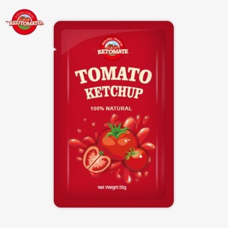 Distribución global de bolsas de ketchup personalizadas de 50 g para alta calidad y certificadas por ISO HACCP y FDA