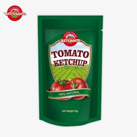 Sachet de ketchup de fábrica certificado ISO, 56 gramos, ofrece un sabor dulce y agrio puro y natural