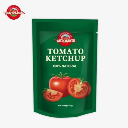 70 gramos de bolsita de ketchup con un sabor natural puro es de fábrica y cumple con las normas internacionales