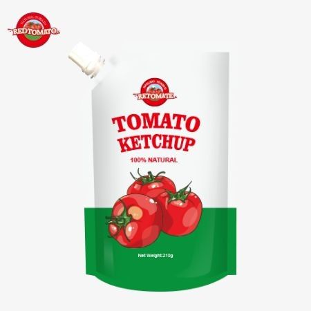 Producción OEM de fábrica de bolsas de 210 gramos de ketchup con sabor natural puro
