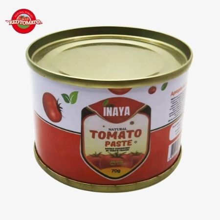 INAYA 70g Pasta de tomate enlatada tapa abierta dura Brix28-30% Proporcionar marca y diseño de embalaje
