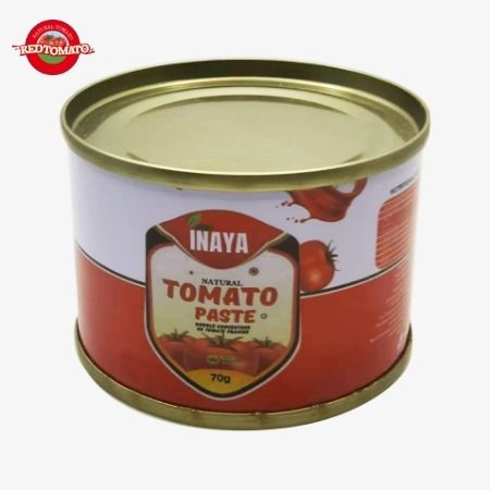 INAYA 70g Pasta de tomate enlatada tapa abierta dura Brix28-30% Proporcionar marca y diseño de embalaje