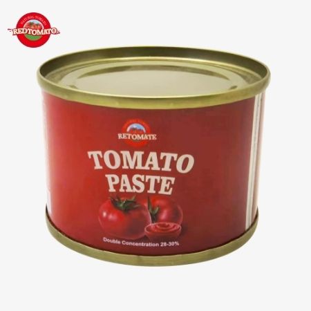 Retomate Pasta de Tomate enlatada de 70 g con Brix 28–30% Disponible bajo marca propia. También incluye servicios completos de diseño de marca y empaque.