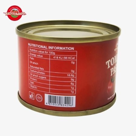 Retomate Pasta de Tomate enlatada de 70 g con Brix 28–30% Disponible bajo marca propia. También incluye servicios completos de diseño de marca y empaque.
